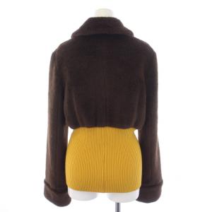 AKANE UTSUNOMIYA ニット ジャケット ジップアップ 36 S 茶 ブラウン 黄 イエロー WAG-FC59-2003 /BM