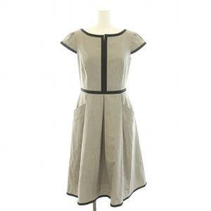 TOCCA 21AW アリス ALICE ドレス ワンピース ひざ丈 キーネック 半袖 フレンチスリーブ 0 S グレー