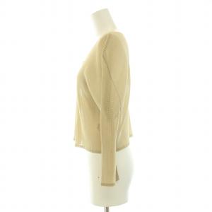 PLEATS PLEASE ISSEY MIYAKE イッセイミヤケ カーディガン 長袖 ショート丈 クルーネック メッシュ ストレッチ 3 L ベージュ