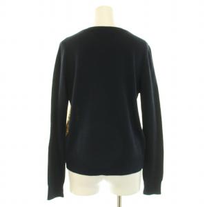 Lois CRAYON ニットカーディガン 長袖 クルーネック 切替 ウール混 M 紺 ネイビー