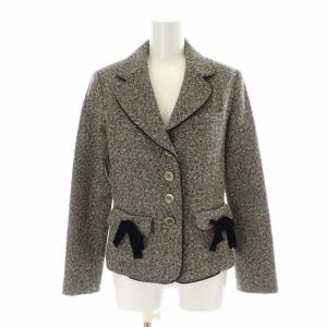 Lois CRAYON セットアップ 上下 2点セット スーツ テーラードジャケット フレアスカート ツイード ひざ丈 フリンジ