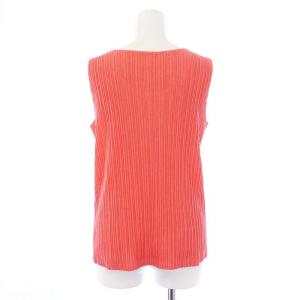 PLEATS PLEASE ISSEY MIYAKE イッセイミヤケ カットソー Uネック ノースリーブ タンクトップ タグ付き 麻 リネン混 4 XL ピンク