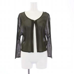 イッセイミヤケ カーディガン 長袖 メッシュ シアー 3 L カーキ