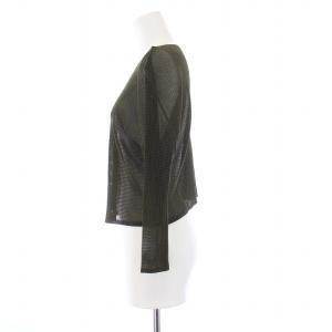 PLEATS PLEASE ISSEY MIYAKE イッセイミヤケ カーディガン 長袖 メッシュ シアー 3 L カーキ