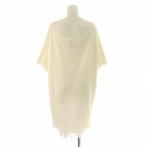 Ameri VINTAGE ニット カットソー ワッフル生地 ダメージ加工 半袖 白 ホワイト