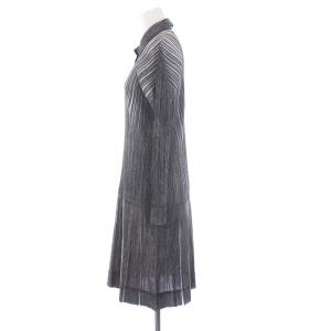 PLEATS PLEASE ISSEY MIYAKE イッセイミヤケ シャツワンピース 2 グレー ホワイト