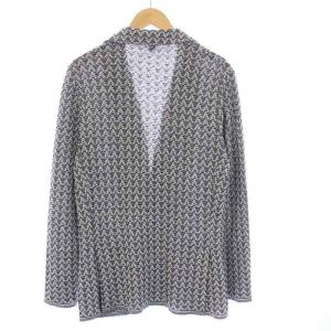 LARDINI ブート二エール コットンミラノリブソリッドニット テーラードジャケット 2B M ネイビー ホワイト