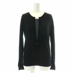 ニットカーディガン 長袖 クルーネック レイヤード バイカラー ドロップショルダー カシミヤ 34 XS