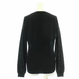 HERMES ニットカーディガン 長袖 クルーネック レイヤード バイカラー ドロップショルダー カシミヤ 34 XS