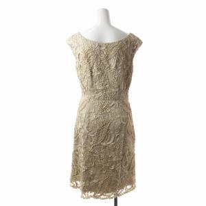 ANAYI ワンピース ひざ丈 タイトスカート レース ノースリーブ 36 S ベージュ