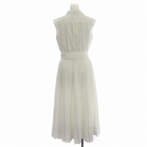 CELFORD 21年 ノースリーブ ワンピース ロング プリーツ レース 刺繍 ベルト付き 36 S 白 ホワイト