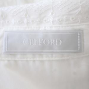 CELFORD 21年 ノースリーブ ワンピース ロング プリーツ レース 刺繍 ベルト付き 36 S 白 ホワイト