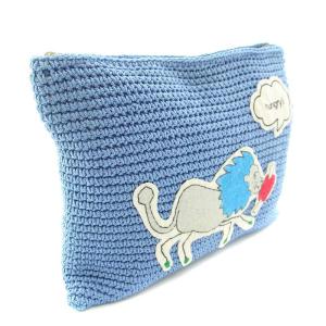 LUDLOW コードバッグ クラッチバッグ パーティバッグ ライオン柄 水色 ライトブルー 白 ホワイト