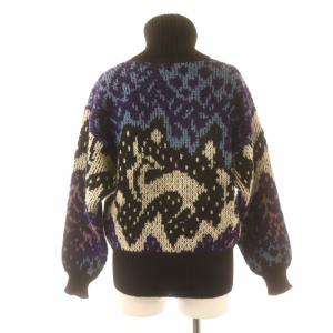 MISSONI セーター ニット タートルネック ウール ノルディック 総柄 長袖 黒 ブラック