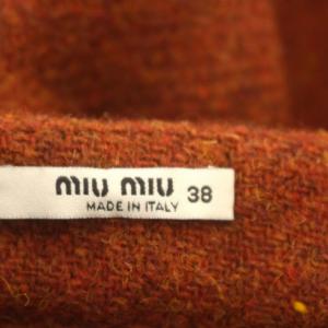 miumiu ツイード スカート ウール プリーツスカート ひざ丈 38 M オレンジ