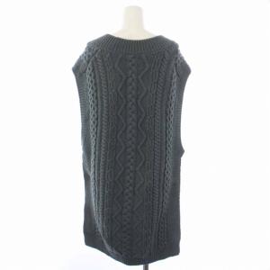 unfil フレンチメリノケーブルニットベスト プルオーバー Vネック ウール 1 S 緑 グリーン WZFL-UW147