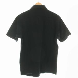 LACOSTE プルオーバーボタンダウンポロシャツ SLIM FIT 半袖 ロゴ 刺繍 ポケット FR4 M 黒 ブラック