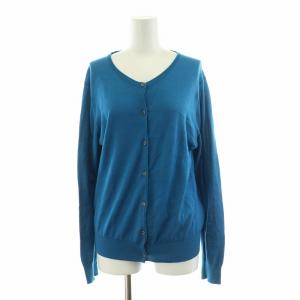 ニット カーディガン 薄手 長袖 M 青 ブルー /NQ