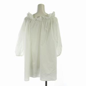CLANE 2WAY PUFF NECK TOPS ブラウス カットソー フリル オフショルダー 長袖 1 S 白 ホワイト