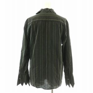 KENZO シャツ 長袖 ストライプ 2 M カーキ 黒 ブラック