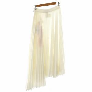 MSGM プリーツスカート ミモレ ロング アシンメトリー 38 S 白 ホワイト