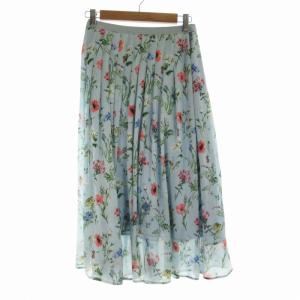 ANAYI フレアスカート ミモレ ロング 花柄 38 M ライトブルー