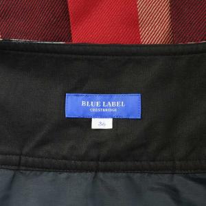BLUE LABEL CRESTBRIDGE ラップスカート 巻き プリーツ ミニ丈 ウール レザー ベルト チェック柄 36 S 赤 レッド