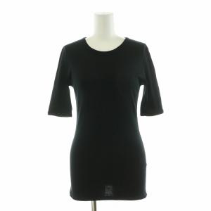 Deuxieme Classe RIB-Tシャツ ニット カットソー スリム 半袖 F 黒 ブラック