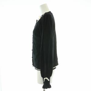 M'S GRACY アンサンブルニット セーター カーディガン 長袖 クルーネック 薄手 フリル リボン 装飾 ウール 40 L 黒 ブラック