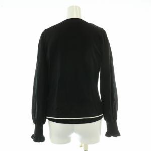 M'S GRACY アンサンブルニット セーター カーディガン 長袖 クルーネック 薄手 フリル リボン 装飾 ウール 40 L 黒 ブラック