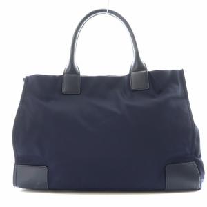 TORY BURCH トートバッグ ハンドバッグ ショルダーバッグ ナイロン レザー 紺 ネイビー
