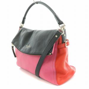 kate spade new york 2WAY ハンドバッグ ワンハンドル ショルダーバッグ ロゴ プリント 黒 ブラック ピンク 赤 レッド