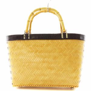 kate spade new york かごバッグ ハンドバッグ バンブーハンドル 切替 レザー ベージュ 茶 ブラウン /AN1