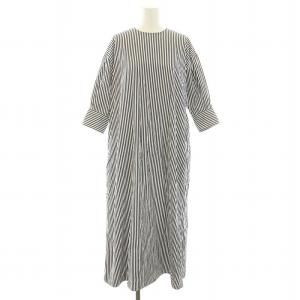 ロエフ LOEFF コットンブロードカイトシルエット五分袖ストライプシャツドレス ワンピース ロング 0