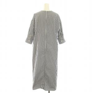 UNITED ARROWS ロエフ LOEFF コットンブロードカイトシルエット五分袖ストライプシャツドレス ワンピース ロング 0