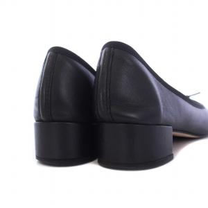 Repetto バレエシューズ パンプス チャンキーヒール ローヒール リボン レザー 37 23.3cm 黒 ブラック