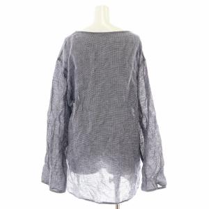 ARTS&SCIENCE シャツ ブラウス カットソー 長袖 クルーネック チェック柄 麻 リネン 3 L 黒 ブラック