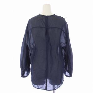 BLAMINK 21SS コットンシルクパフスリーブ ブラウス シアー 38 ネイビー