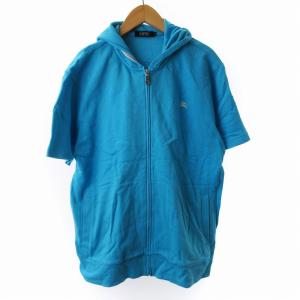 BURBERRY BLACK LABEL ジップアップパーカー ロゴ刺繍 水色 ライトブルー 3 L