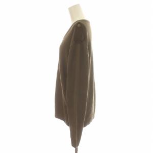 BURBERRY BLUE LABEL ニット セーター Vネック ロゴ刺繍 エポレット ウール 長袖 L カーキ