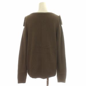 BURBERRY BLUE LABEL ニット セーター Vネック ロゴ刺繍 エポレット ウール 長袖 L カーキ