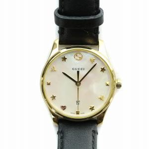 GUCCI G-TIMELESS 28mm 腕時計 クォーツ アナログ 3針 白文字盤 レザーベルト