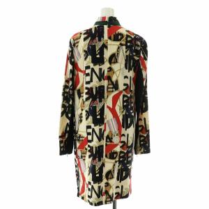 BURBERRY 18AW タイトワンピース 総柄 シルク 40 アイボリー マルチカラー