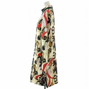 BURBERRY 18AW タイトワンピース 総柄 シルク 40 アイボリー マルチカラー