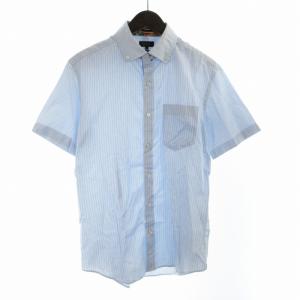 SICTESS LUXURY SHIRTING ボタンダウンシャツ ストライプ 花柄 半袖 L 紺 ネイビー