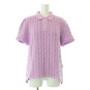 POLO RALPH LAUREN ケーブルニットポロシャツ 半袖 レギュラーカラー ロゴ 刺繍 XL ピンク WMPOKNINB920117100