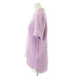 POLO RALPH LAUREN ケーブルニットポロシャツ 半袖 レギュラーカラー ロゴ 刺繍 XL ピンク WMPOKNINB920117100