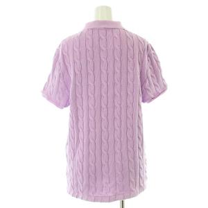 POLO RALPH LAUREN ケーブルニットポロシャツ 半袖 レギュラーカラー ロゴ 刺繍 XL ピンク WMPOKNINB920117100