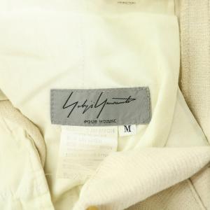 Yohji Yamamoto POUR HOMME テーパードパンツ スラックス タック ジップフライ 麻 リネン M ベージュ /BB