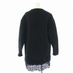 MSGM ワンピース スウェット 裾レース リップ ひざ丈 長袖 40 M 黒 ブラック